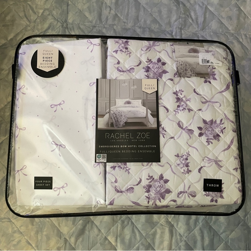Rachel Zoe Lavender Bow Comforter Set Full/Queen